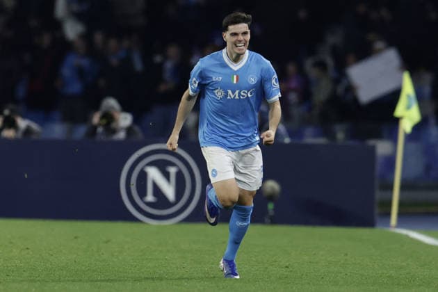 CALCIO - Serie A - SSC Napoli vs ACF Fiorentina Napoli s Spanish defender Miguel Gutierrez celebrates after scoring a goal of 2-0 during the Serie A football match between SSC Napoli and Fiorentina at the Diego Armando Maradona Stadium in Naples on January 31, 2026. Naples Italy  Copyright: xIPAxSport ABACAx