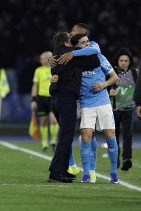 CALCIO - Serie A - SSC Napoli vs ACF Fiorentina Napoli s Spanish defender Miguel Gutierrez celebrates after scoring a goal of 2-0 during the Serie A football match between SSC Napoli and Fiorentina at the Diego Armando Maradona Stadium in Naples on January 31, 2026. Naples Italy  Copyright: xIPAxSport ABACAx