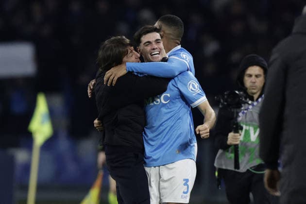 CALCIO - Serie A - SSC Napoli vs ACF Fiorentina Napoli s Spanish defender Miguel Gutierrez celebrates after scoring a goal of 2-0 during the Serie A football match between SSC Napoli and Fiorentina at the Diego Armando Maradona Stadium in Naples on January 31, 2026. Naples Italy  Copyright: xIPAxSport ABACAx
