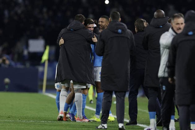 CALCIO - Serie A - SSC Napoli vs ACF Fiorentina Napoli s Spanish defender Miguel Gutierrez celebrates after scoring a goal of 2-0 during the Serie A football match between SSC Napoli and Fiorentina at the Diego Armando Maradona Stadium in Naples on January 31, 2026. Naples Italy  Copyright: xIPAxSport ABACAx