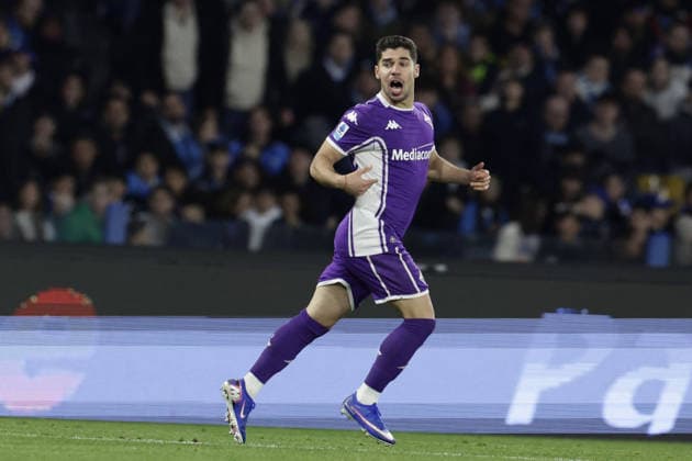 CALCIO - Serie A - SSC Napoli vs ACF Fiorentina Fiorentina s midfielder Manor Solomon celebrates after scoring a goal of 2-1 during the Serie A football match between SSC Napoli and Fiorentina at the Diego Armando Maradona Stadium in Naples on January 31, 2026. Naples Italy  Copyright: xIPAxSport ABACAx