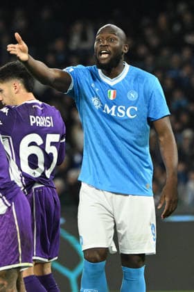 Romero Lukako of SSC Napoli gestures during Serie A Enelive match between SSC Napoli vs ACF Fiorentina:Danilo Gemito Live Photo  Copyright: xDaniloxGemito IPAxSportx xipa-agency.netx xx IPA_70806442 IPA_Agency_IPA70806442