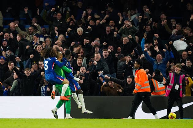 Chelsea v West Ham United, Premier League Marc Cucurella of Chelsea, Robert Sanchez of Chelsea and Trevoh Chalobah of Chelsea celebrating after the Chelsea v West Ham United Premier League match at Stamford Bridge, London, England on 31 January 2026 Credit: Dylan Hepworth Every Second Media Editorial use only. All images are copyright Every Second Media Limited. No images may be reproduced without prior permission. All rights reserved. Premier League and Football League images are subject to licensing agreements with Football DataCo Limited. see https: www.football-dataco.com Copyright: xIMAGO EveryxSecondxMediax ESM-1782-0099 DylanxHepworthx xEveryxSecondxMediax
