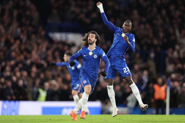 Chelsea gegen West Ham 28. Januar 2026, London Premier League Fußball Chelsea gegen West Ham United Marc Cucurella von Chelsea feiert sein 2. Tor Foto Charlotte Wilson Abseits London UK  Copyright: xCharlottexWilsonx xOffsidexOffside