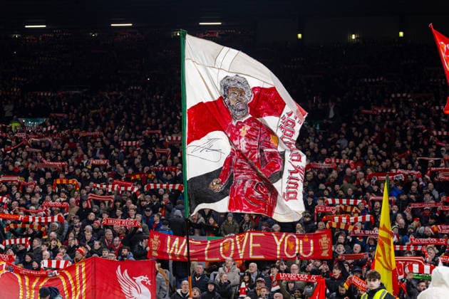 Football - FA Premier League - Liverpool FC v Newcastle United FC LIVERPOOL, ENGLAND - Saturday, January 31, 2026: Liverpool s supporters flag Mohamed Salah before the FA Premier League match between Liverpool FC and Newcastle United FC at Anfield. (Photo by David Rawcliffe Propaganda) LIVERPOOL Anfield MERSEYSIDE ENGLAND  Copyright: xDavidxRawcliffex P2026-01-31-Liverpool_Newcastle-17