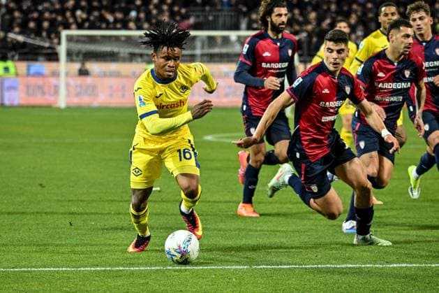Gift Orban of Hellas Verona during Cagliari Calcio vs Hellas Verona FC, Italian soccer Serie A match in Cagliari, Italy, January 31 2026  Copyright: xLuigixCanu IPAxSportx xipa-agency.netx xx IPA_70809774 IPA_Agency_IPA70809774