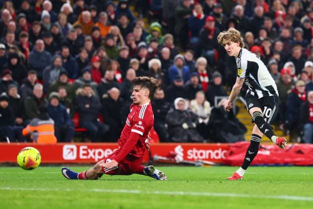 Anthony Gordon of Newcastle United scores to make it 0-1 Liverpool v Newcastle United, Premier League, Football, Anfield, Liverpool, UK - 31 Jan 2026Liverpool Anfield United Kingdom EDITORIAL USE ONLY No use with unauthorised audio, video, data, fixture lists, club league logos or live services. Online in-match use limited to 120 images, no video emulation. No use in betting, games or single club league player publications. Copyright: xPaulxCurrie Shutterstockx 16496754ai