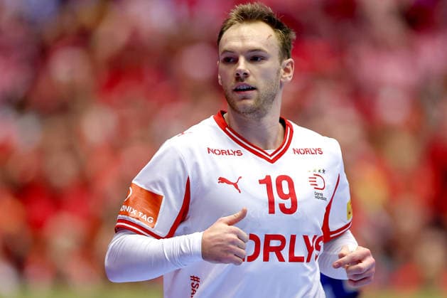 30 01 2026, Handball, Men s EHF EURO 2026, Denmark Iceland, Jyske Bank Boxen in Herning, Denmark, Semi Finals Mathias Gidsel Denmark 19 Denmark