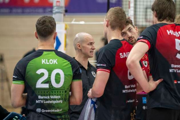 1 Volleyball Bundesliga Season 2025 2026 Cerebricks Volley Goats Mitteldeutschland vs Barock Volleys MTV Ludwigsburg Halle, Germany 31 January 2026 In the picture middle Coach Hasse Mattila Ludwigsburg Halle Saale swh Arena Sachsen Anhalt Germany