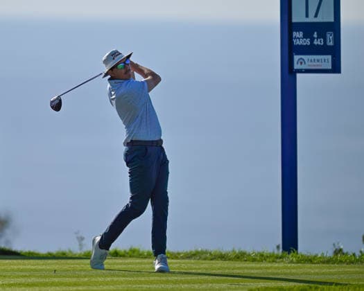January 31, 2026: Joel Dahmen tees off on the 17th hole during the third round of the Farmers Insurance Open on Torrey Pines South Course in San Diego, California. CSM San Diego USA - ZUMAc04_ 20260131_zma_c04_141 Copyright: xJustinxFinex
