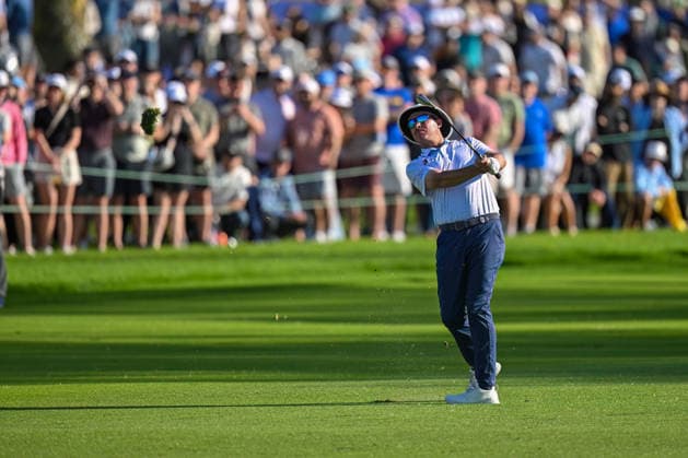 January 31, 2026: Joel Dahmen hits a shot from the fairway on the 18th hole during the third round of the Farmers Insurance Open on Torrey Pines South Course in San Diego, California. CSM San Diego USA - ZUMAc04_ 20260131_zma_c04_146 Copyright: xJustinxFinex