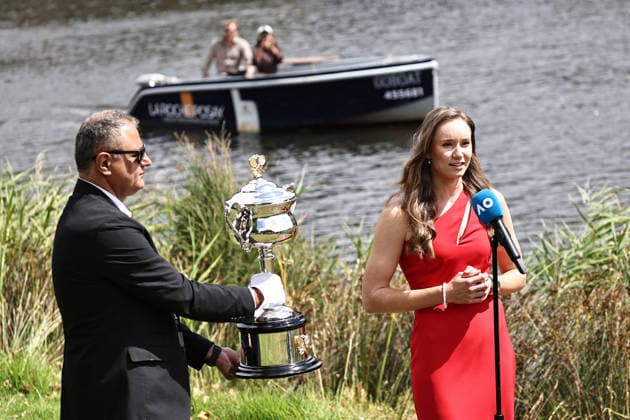 Elena Rybakina, KAZ, after final of 2026 Australian Open in Melbourne during a photoshoot at Yarra river, 01 02 2026