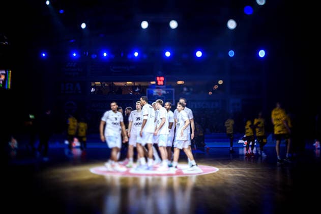 easycredit BBL Basketball Bundesliga 2025 2026 18 Matchday 31 01 2026 Science City Jena vs MHP RIESEN Ludwigsburg Jena team before the start of the match, tilt shift shot Sparkassen Arena