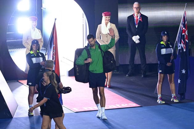 TENNIS AUSTRALIAN OPEN, Novak Djokovic of Serbia walks on ahead of the men™s singles final against Carlos Alcaraz of Spain on day 15 of the 2026 Australian Open tennis tournament at Melbourne Park in Melbourne, Sunday, February 1, 2026. ( NO ARCHIVING MELBOURNE VICTORIA AUSTRALIA  Copyright: xJAMESxROSSx 20260201157925105383