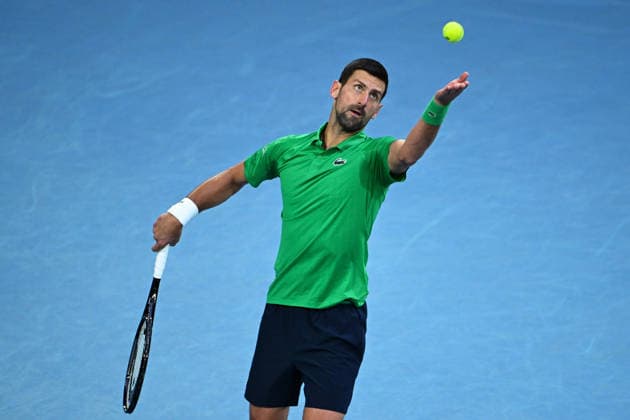 TENNIS AUSTRALIAN OPEN, Novak Djokovic of Serbia in action during the men™s singles final against Carlos Alcaraz of Spain on day 15 of the 2026 Australian Open tennis tournament at Melbourne Park in Melbourne, Sunday, February 1, 2026. ( NO ARCHIVING MELBOURNE VICTORIA AUSTRALIA  Copyright: xJAMESxROSSx 20260201182479144173