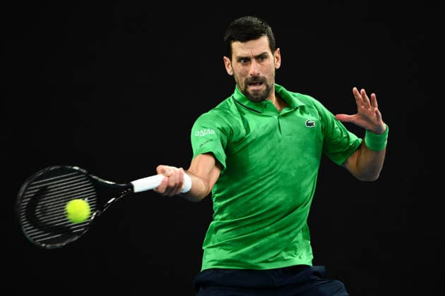 TENNIS AUSTRALIAN OPEN, Novak Djokovic of Serbia in action during the men™s singles final against Carlos Alcaraz of Spain on day 15 of the 2026 Australian Open tennis tournament at Melbourne Park in Melbourne, Sunday, February 1, 2026. ( NO ARCHIVING MELBOURNE VICTORIA AUSTRALIA  Copyright: xJOELxCARRETTx 20260201147094210141