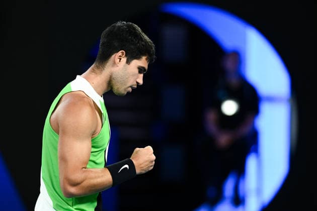 TENNIS AUSTRALIAN OPEN, Carlos Alcaraz of Spain reacts during the men™s singles final against Novak Djokovic of Serbia on day 15 of the 2026 Australian Open tennis tournament at Melbourne Park in Melbourne, Sunday, February 1, 2026. ( NO ARCHIVING MELBOURNE VICTORIA AUSTRALIA  Copyright: xJOELxCARRETTx 20260201135014359404