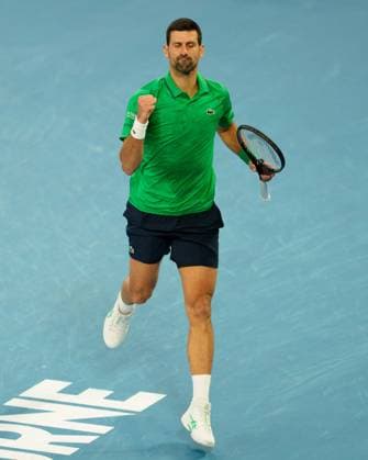 February 1, 2026: 4th seed NOVAK DJOKOVIC of Serbia in action against 1st seed CARLOS ALCARAZ of Spain on Rod Laver Arena in the Men s Singles Final match on day 15 of the 2026 Australian Open in Melbourne, Australia. Cal Media Melbourne Australia - ZUMAc04_ 20260201_faf_c04_004 Copyright: xSydneyxLowx