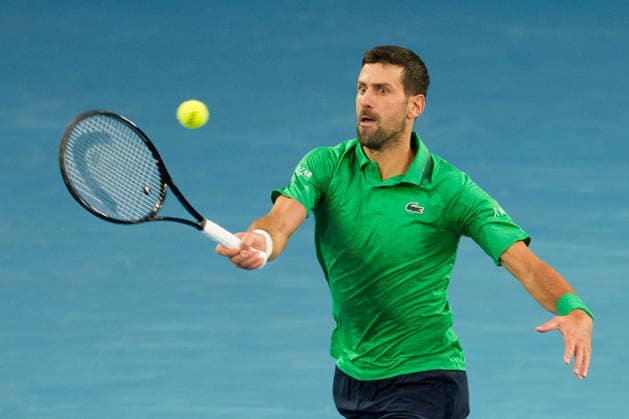 February 1, 2026: 4th seed NOVAK DJOKOVIC of Serbia in action against 1st seed CARLOS ALCARAZ of Spain on Rod Laver Arena in the Men s Singles Final match on day 15 of the 2026 Australian Open in Melbourne, Australia. Cal Media Melbourne Australia - ZUMAc04_ 20260201_faf_c04_015 Copyright: xSydneyxLowx