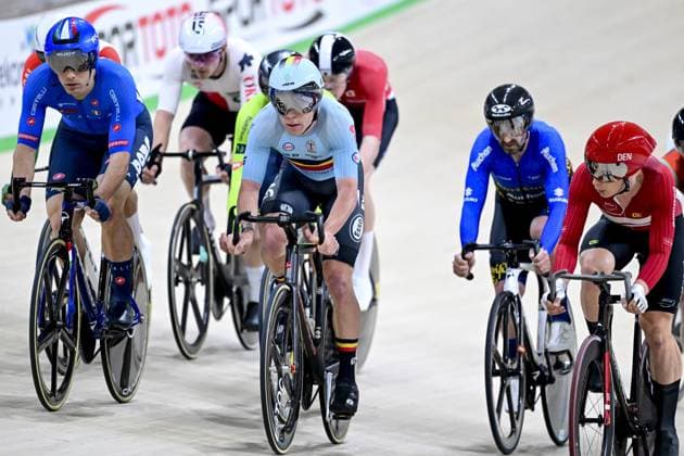 Belgian Jules Hesters pictured in action during the men s Elimination qualifications at the first day of the 2026 UEC Track Elite European Championships, in Konya, Turkey, Sunday 01 February 2026. The European Championships take place from 01 to 05 February 2026. DIRKxWAEM  x160210366x