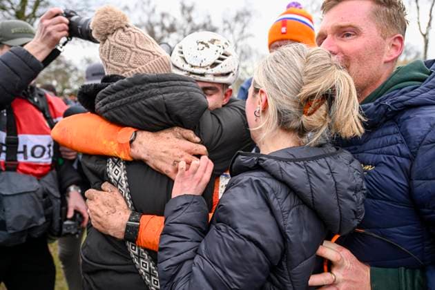UCI World Championships 2026 Hulst HULST, BELGIUM - FEBRUARY 01 : Heeren Delano (Ned) celebrating his victory during the 2026 UCI Cyclo-Cross World Championships for Men Junior on February 01, 2026 in Hulst, Belgium, 01 02 2026 Hulst Belgium  Copyright: xNicoxVereeckenx