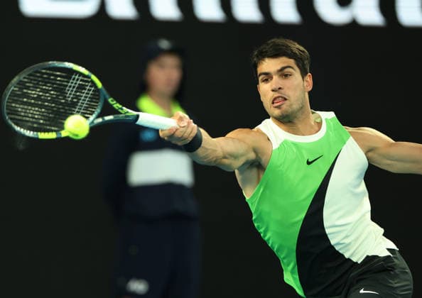 February 1, 2026, Melbourne, Victoria, Australia: CARLOS ALCARAZ of Spain during the match against N. Djokovic of Serbia in the final of Australian Open, Melbourne, Australia. Melbourne Australia - ZUMAc278 20260201_zsp_c278_002 Copyright: xMarcinxCholewinskix