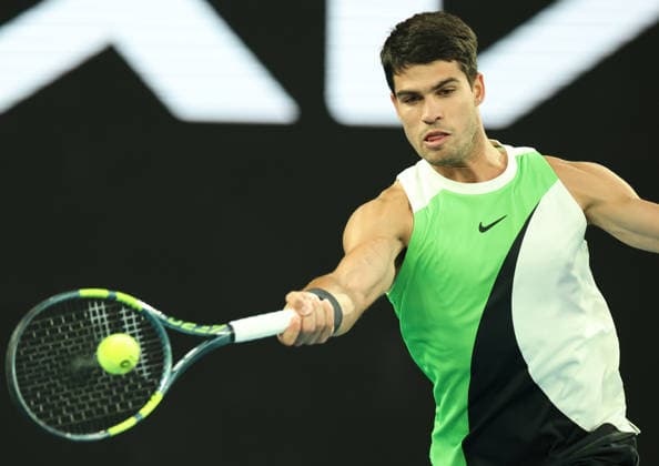 February 1, 2026, Melbourne, Victoria, Australia: CARLOS ALCARAZ of Spain during the match against N. Djokovic of Serbia in the final of Australian Open, Melbourne, Australia. Melbourne Australia - ZUMAc278 20260201_zsp_c278_003 Copyright: xMarcinxCholewinskix