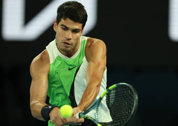 February 1, 2026, Melbourne, Victoria, Australia: CARLOS ALCARAZ of Spain during the match against N. Djokovic of Serbia in the final of Australian Open, Melbourne, Australia. Melbourne Australia - ZUMAc278 20260201_zsp_c278_005 Copyright: xMarcinxCholewinskix