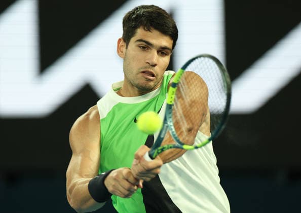 February 1, 2026, Melbourne, Victoria, Australia: CARLOS ALCARAZ of Spain during the match against N. Djokovic of Serbia in the final of Australian Open, Melbourne, Australia. Melbourne Australia - ZUMAc278 20260201_zsp_c278_006 Copyright: xMarcinxCholewinskix
