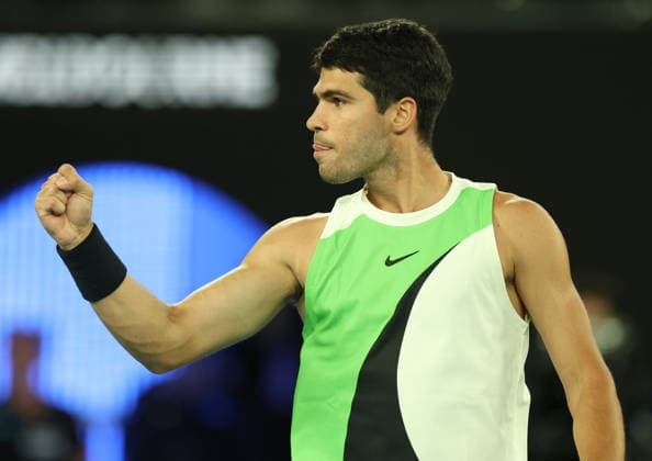 February 1, 2026, Melbourne, Victoria, Australia: CARLOS ALCARAZ of Spain during the match against N. Djokovic of Serbia in the final of Australian Open, Melbourne, Australia. Melbourne Australia - ZUMAc278 20260201_zsp_c278_008 Copyright: xMarcinxCholewinskix