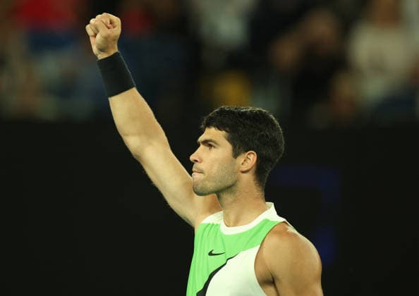February 1, 2026, Melbourne, Victoria, Australia: CARLOS ALCARAZ of Spain during the match against N. Djokovic of Serbia in the final of Australian Open, Melbourne, Australia. Melbourne Australia - ZUMAc278 20260201_zsp_c278_009 Copyright: xMarcinxCholewinskix
