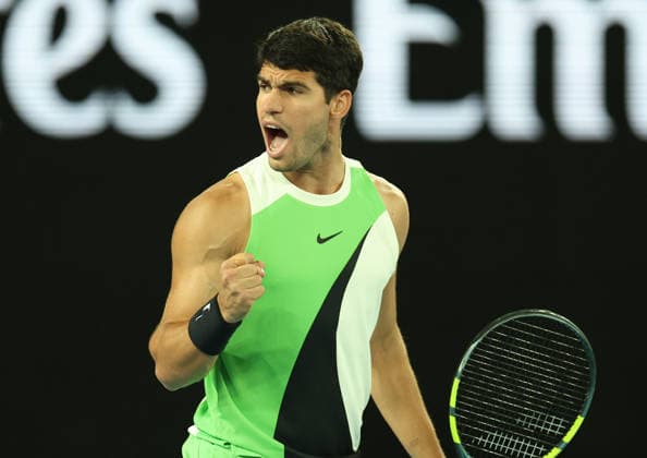 February 1, 2026, Melbourne, Victoria, Australia: CARLOS ALCARAZ of Spain during the match against N. Djokovic of Serbia in the final of Australian Open, Melbourne, Australia. Melbourne Australia - ZUMAc278 20260201_zsp_c278_014 Copyright: xMarcinxCholewinskix
