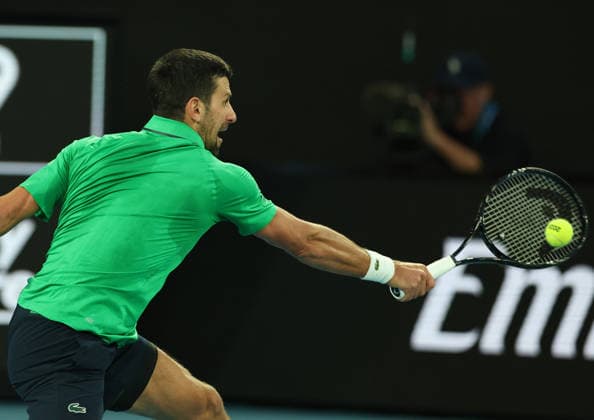 February 1, 2026, Melbourne, Victoria, Australia: NOVAK DJOKOVIC of Serbia during the match against C. Alcaraz of Spain in the final of Australian Open, Melbourne, Australia. Melbourne Australia - ZUMAc278 20260201_zsp_c278_015 Copyright: xMarcinxCholewinskix