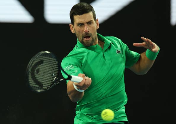 February 1, 2026, Melbourne, Victoria, Australia: NOVAK DJOKOVIC of Serbia during the match against C. Alcaraz of Spain in the final of Australian Open, Melbourne, Australia. Melbourne Australia - ZUMAc278 20260201_zsp_c278_017 Copyright: xMarcinxCholewinskix