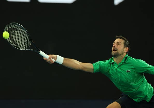February 1, 2026, Melbourne, Victoria, Australia: NOVAK DJOKOVIC of Serbia during the match against C. Alcaraz of Spain in the final of Australian Open, Melbourne, Australia. Melbourne Australia - ZUMAc278 20260201_zsp_c278_018 Copyright: xMarcinxCholewinskix