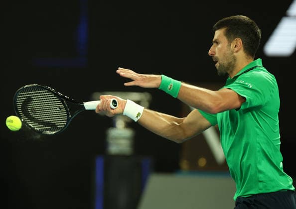 February 1, 2026, Melbourne, Victoria, Australia: NOVAK DJOKOVIC of Serbia during the match against C. Alcaraz of Spain in the final of Australian Open, Melbourne, Australia. Melbourne Australia - ZUMAc278 20260201_zsp_c278_024 Copyright: xMarcinxCholewinskix
