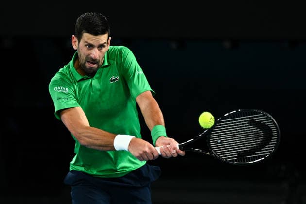 TENNIS AUSTRALIAN OPEN, Novak Djokovic of Serbia in action during the men™s singles final against Carlos Alcaraz of Spain on day 15 of the 2026 Australian Open tennis tournament at Melbourne Park in Melbourne, Sunday, February 1, 2026. ( NO ARCHIVING MELBOURNE VICTORIA AUSTRALIA  Copyright: xJOELxCARRETTx 20260201116921269555