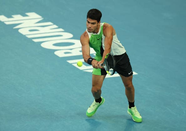 February 1, 2026, Melbourne, Victoria, Australia: CARLOS ALCARAZ of Spain during the match against N. Djokovic of Serbia in the final of Australian Open, Melbourne, Australia. Melbourne Australia - ZUMAc278 20260201_zsp_c278_027 Copyright: xMarcinxCholewinskix