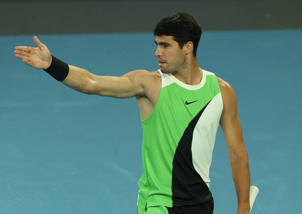February 1, 2026, Melbourne, Victoria, Australia: CARLOS ALCARAZ of Spain during the match against N. Djokovic of Serbia in the final of Australian Open, Melbourne, Australia. Melbourne Australia - ZUMAc278 20260201_zsp_c278_029 Copyright: xMarcinxCholewinskix