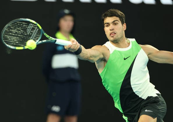 February 1, 2026, Melbourne, Victoria, Australia: CARLOS ALCARAZ of Spain during the match against N. Djokovic of Serbia in the final of Australian Open, Melbourne, Australia. Melbourne Australia - ZUMAc278 20260201_zsp_c278_030 Copyright: xMarcinxCholewinskix