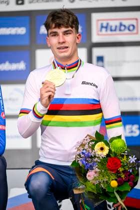 UCI World Championships 2026 Hulst HULST, BELGIUM - FEBRUARY 01 : Heeren Delano (Ned) on the podium during the 2026 UCI Cyclo-Cross World Championships for Men Junior on February 01, 2026 in Hulst, Belgium, 01 02 2026 Hulst Belgium  Copyright: xNicoxVereeckenx