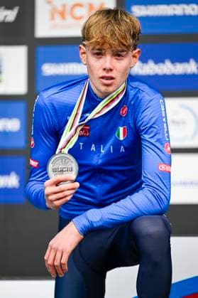 UCI World Championships 2026 Hulst HULST, BELGIUM - FEBRUARY 01 : Grigolini Filippo (Ita) on the podium during the 2026 UCI Cyclo-Cross World Championships for Men Junior on February 01, 2026 in Hulst, Belgium, 01 02 2026 Hulst Belgium  Copyright: xNicoxVereeckenx