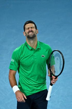 TENNIS AUSTRALIAN OPEN, Novak Djokovic of Serbia reacts during the men™s singles final against Carlos Alcaraz of Spain on day 15 of the 2026 Australian Open tennis tournament at Melbourne Park in Melbourne, Sunday, February 1, 2026. ( NO ARCHIVING MELBOURNE VICTORIA AUSTRALIA  Copyright: xJAMESxROSSx 20260201110183179773