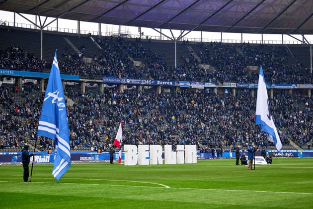 Hertha BSC Berlin, against police violence, GER, Hertha BSC vs ,SV Darmstadt 98, 2 Bundesliga, Season 2025 2026, 20 Matchday, 01 02 2026 DFL REGULATIONS PROHIBIT ANY USE OF PHOTOGRAPHS AS IMAGE SEQUENCES AND OR QUASI VIDEO GER, Hertha BSC vs ,SV Darmstadt 98, 2 Bundesliga, Season 2025 2026, 20 Matchday, 01 02 2026 Berlin Copyright: xClaudiusxRauch,xEibner-Pressefotox xClaudiusxRauchx EP_CRH