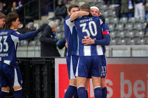Hertha BSC Berlin, cheers about goal 1 0 by Fabian Reese Hertha BSC, 11 , GER, Hertha BSC vs ,SV Darmstadt 98, 2 Bundesliga, Saison 2025 2026, 20 Spieltag, 01 02 2026 DFL REGULATIONS PROHIBIT ANY USE OF PHOTOGRAPHS AS IMAGE SEQUENCES AND OR QUASI VIDEO GER, Hertha BSC vs ,SV Darmstadt 98, 2 Bundesliga, Saison 2025 2026, 20 Spieltag, 01 02 2026 Berlin Copyright: xClaudiusxRauch,xEibner-Pressefotox xClaudiusxRauchx EP_CRH