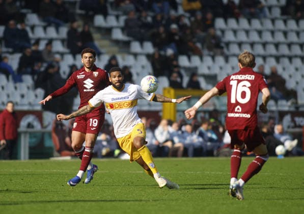 Jamil Siebert of US Lecce during the Italian Serie A 2025 26 season football match between Torino FC and US Lecce on 01 February 2026 at Stadio Olimpico Grende Torino ,Turin, Italy. Photo Nderim KACELI  Copyright: xNderimxKaceli IPAxSportx xipa-agency.netx xx IPA_70834888 IPA_Agency_IPA70834888