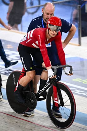 2026 UEC Track Elite European Championships Picture by Olly Hassell SWpix.com - 01 02 2026 - Cycling - 2026 UEC Track Elite European Championships - Konya Velodrome, Konya, Türkiye - Men Elimination Qualification Heat 1 - Tobias Hansen Aagaard (Denmark) Copyright: x xSWpix.comx(t axPhotographyxHubxLtd)xOllyxHassell SWpix.comx SWP-3177-0074