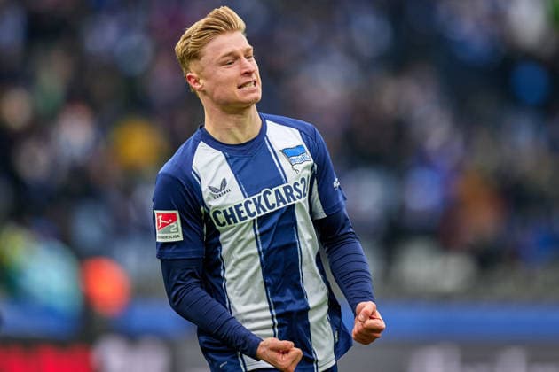Julian Eitschberger Hertha BSC, 02 , Goal shot to 2 0, cheers, GER, Hertha BSC vs ,SV Darmstadt 98, 2 Bundesliga, Season 2025 2026, 20 Matchday, 01 02 2026 DFL REGULATIONS PROHIBIT ANY USE OF PHOTOGRAPHS AS IMAGE SEQUENCES AND OR QUASI VIDEO GER, Hertha BSC vs ,SV Darmstadt 98, 2 Bundesliga, Season 2025 2026, 20 Matchday, 01 02 2026 Berlin Copyright: xClaudiusxRauch,xEibner-Pressefotox xClaudiusxRauchx EP_CRH
