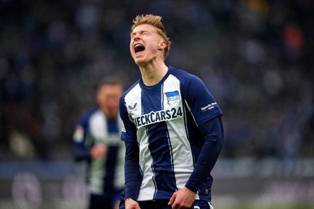 Julian Eitschberger Hertha BSC, 02 , Goal shot to 2 0, cheers, GER, Hertha BSC vs ,SV Darmstadt 98, 2 Bundesliga, Season 2025 2026, 20 Matchday, 01 02 2026 DFL REGULATIONS PROHIBIT ANY USE OF PHOTOGRAPHS AS IMAGE SEQUENCES AND OR QUASI VIDEO GER, Hertha BSC vs ,SV Darmstadt 98, 2 Bundesliga, Season 2025 2026, 20 Matchday, 01 02 2026 Berlin Copyright: xClaudiusxRauch,xEibner-Pressefotox xClaudiusxRauchx EP_CRH
