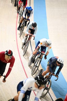 2026 UEC Track Elite European Championships Picture by Olly Hassell SWpix.com - 01 02 2026 - Cycling - 2026 UEC Track Elite European Championships - Konya Velodrome, Konya, Türkiye - Men Elimination Qualification Heat 2 - William Tidball (Great Britain) Copyright: x xSWpix.comx(t axPhotographyxHubxLtd)xOllyxHassell SWpix.comx SWP-3177-0078